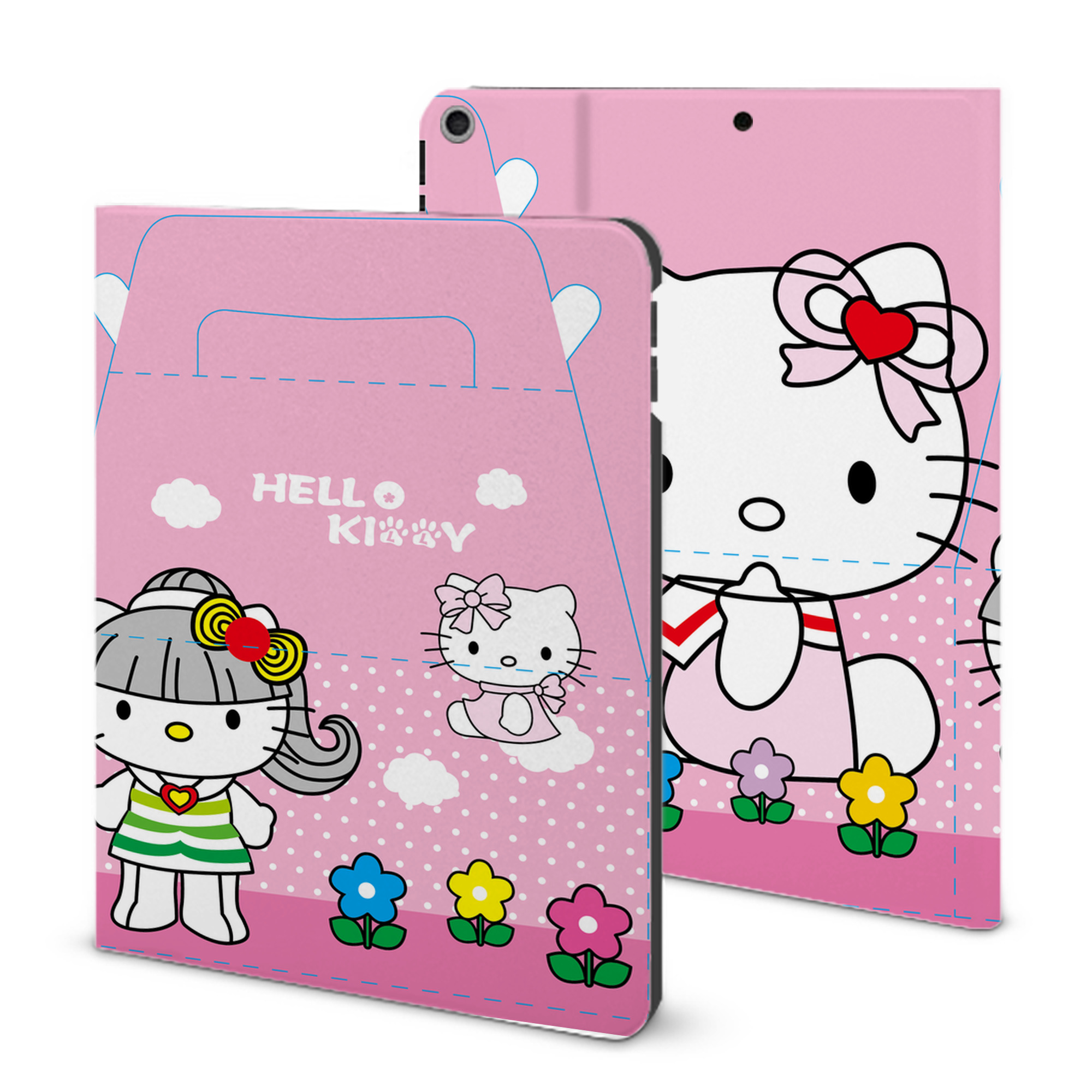 （画像用） Hello Kitty ハローキティ IPad ケース ブック型 PUレザー TPU 耐衝撃 軽量 薄型 ペン収納なし 全面保護 IPad 各モデル対応